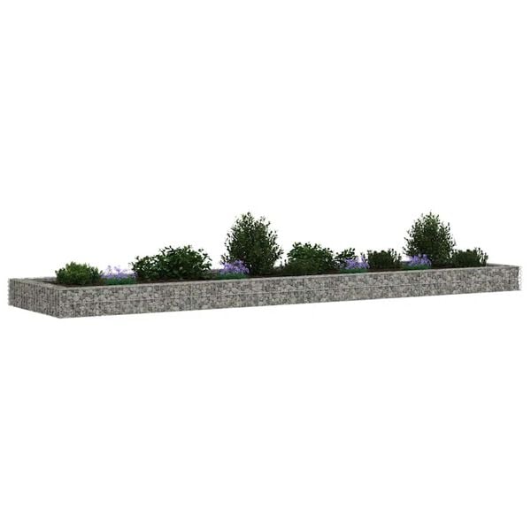 vidaXL Planteringsgabion upphöjd galvaniserat stål 400x100x20 cm