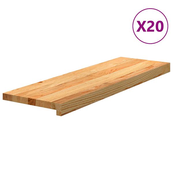 vidaXL Trappstegsmattor 20 pcs ljusbrun 80x30x2 cm massiv ek