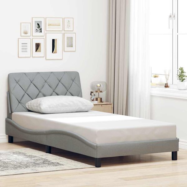vidaXL Bed Frame without Mattress Light Grey 100x200 cm Fabric