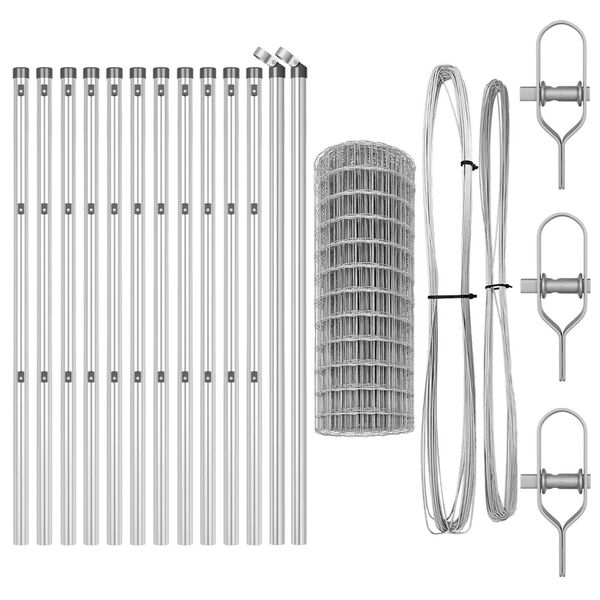 vidaXL St&auml;ngsel med stolpe Silver 0,6 x 25 m St&aring;l och PVC