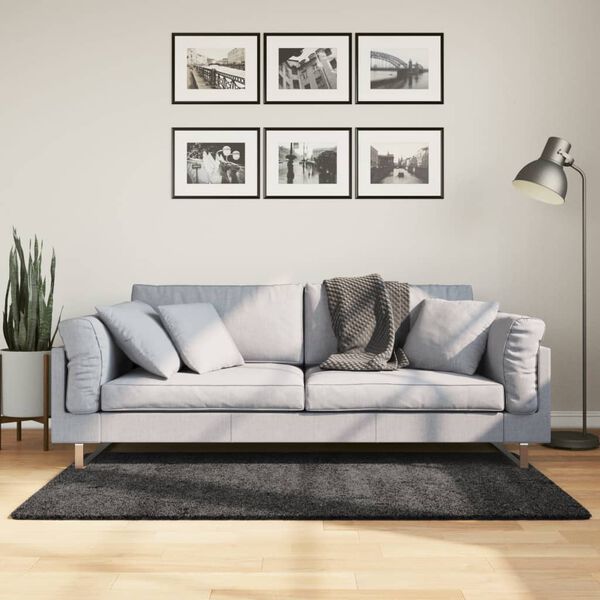 vidaXL Ryamatta PAMPLONA l&aring;ng lugg modern antracit 120x170 cm