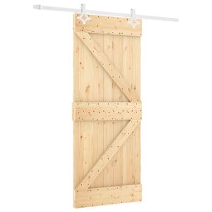 vidaXL Skjutd&ouml;rr Naturlig och vit 80 x 210 cm Massiv furu