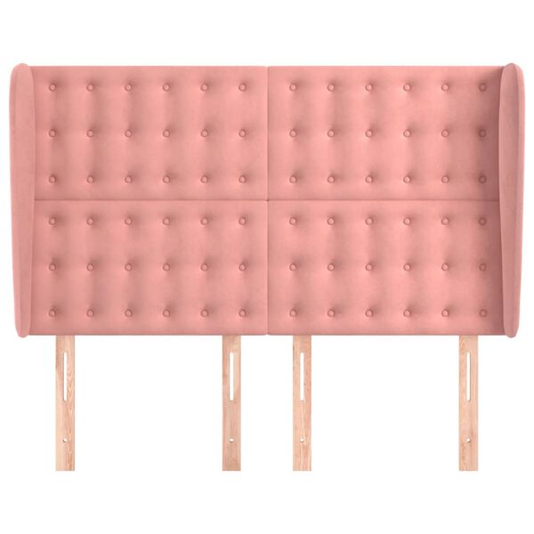 vidaXL S&auml;nggavel med kanter rosa 147x23x118/128 cm sammet