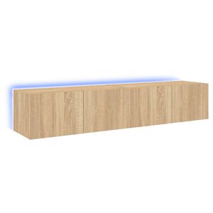 vidaXL Väggmonterad tv-bänk LED 2 st sonoma-ek 80x35x31 cm