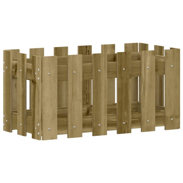 vidaXL Odlingsl&aring;da med staket-design 60x30x30 cm impregnerad furu