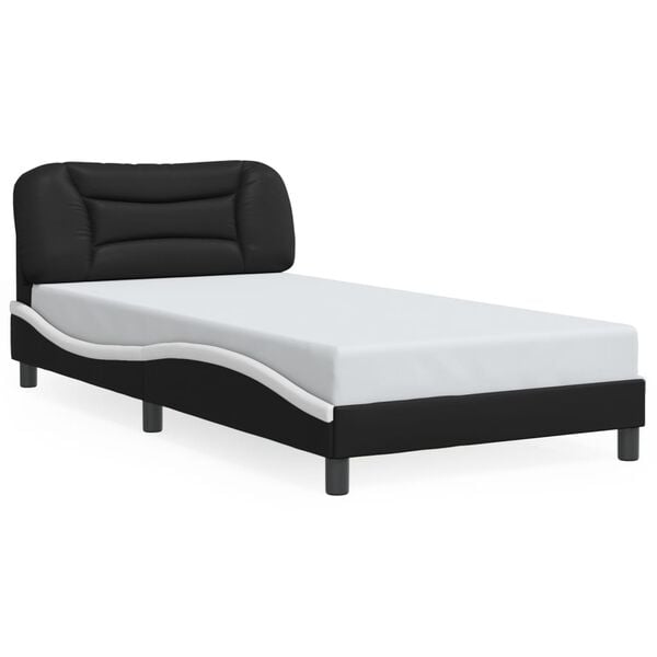 vidaXL Bed Frame without Mattress "Hvar" Black and White 100x200 cm Faux Leather