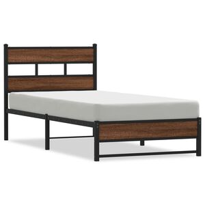 vidaXL S&auml;ngram utan madrass metall brun ek 75x190 cm