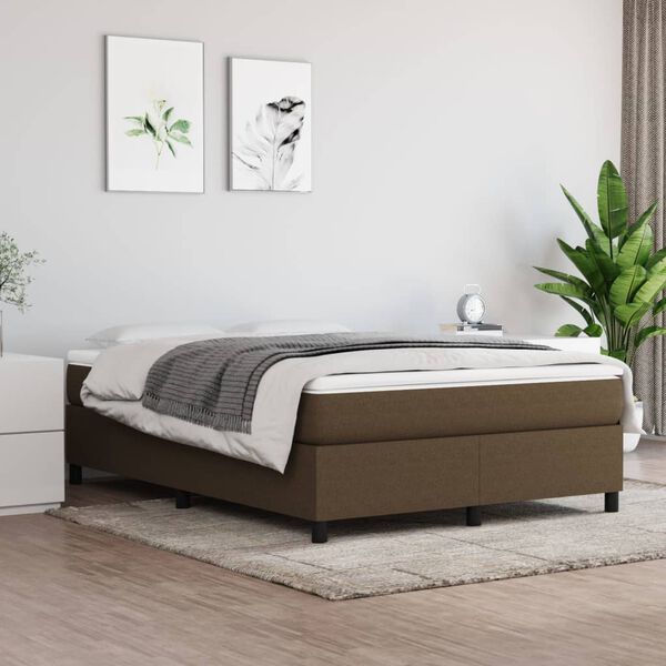 vidaXL Boxspring-s&auml;ngram m&ouml;rkbrun 140x190 cm tyg