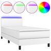 vidaXL Rams&auml;ng med madrass & LED vit 90x190 cm konstl&auml;der