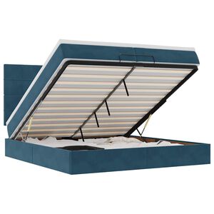 vidaXL Ottoman s&auml;ngram med madrasser m&ouml;rkbl&aring; 200x200 cm sammet