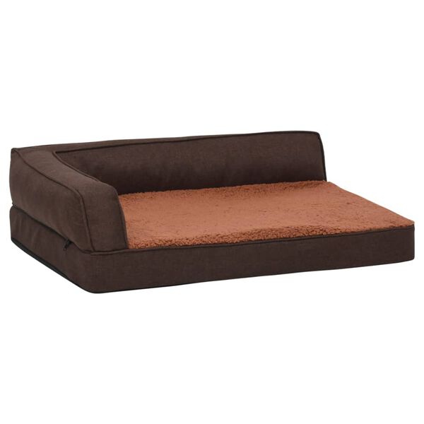 vidaXL Ergonomisk hundmadrass 75x53 cm linnelook fleece brun