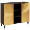 vidaXL Sidokabinett Svart och Guld 90 x 33,5 x 75 cm Massivt mangotr&auml;