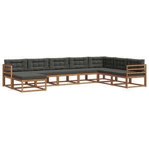 vidaXL Utomhussoffset med kudde 8 pcs Naturlig och Antracit