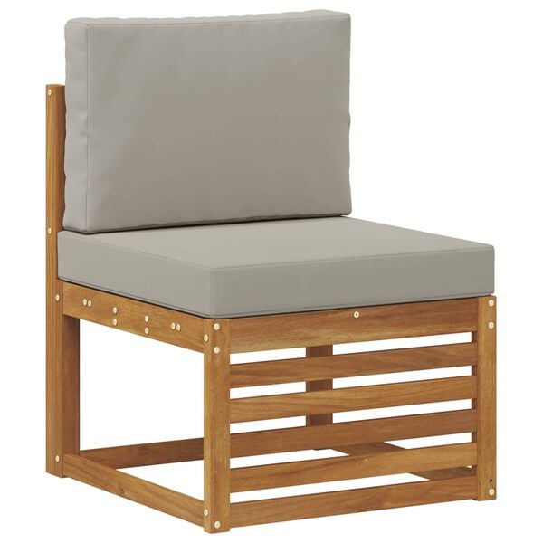 vidaXL Soffgrupper 4 pcs Naturlig och Ljus Gr&aring; Massivt Akaciatr&auml;