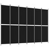 vidaXL Rumsavdelare 6 paneler svart 300x220 cm tyg