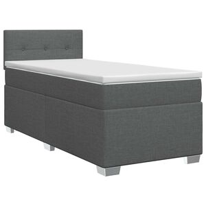 vidaXL Kontinentals&auml;ng med madrass M&ouml;rkgr&aring; 90 x 190cm Tyg