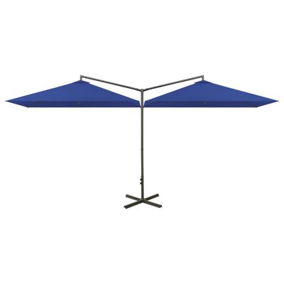 vidaXL Dubbelt parasoll med stålstång azurblå 600x300 cm