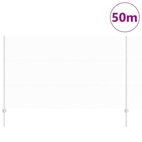 vidaXL St&auml;ngsel med stolpe Silver 1,4 x 50 m St&aring;l