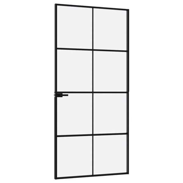 vidaXL Innerd&ouml;rr 93x201,5 cm h&auml;rdat glas och aluminium slim