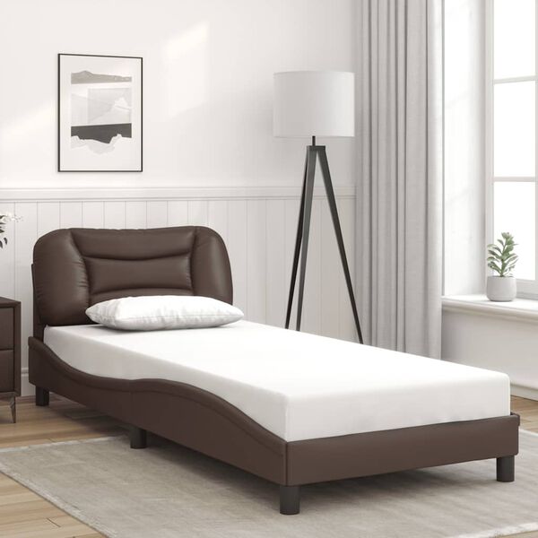 vidaXL Bed Frame without Mattress "Hvar" Brown 90x200 cm Faux Leather