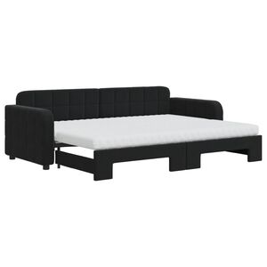 vidaXL Dagb&auml;dd utdragbar med madrasser svart 80x200 cm sammet