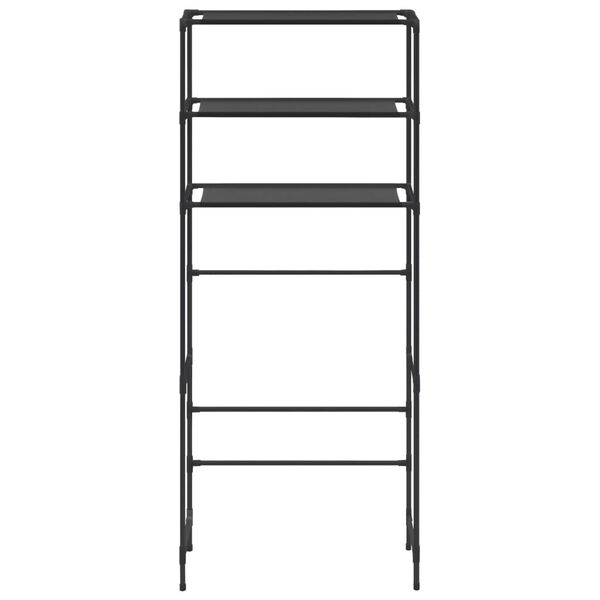 vidaXL Hylla för tvättmaskin med 3 hyllplan svart 69x28x169 cm