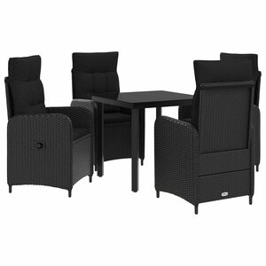 vidaXL Soffbord Set 5 pcs Svart PE rotting och pulverlackerad st&aring;l