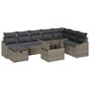 vidaXL Tr&auml;dg&aring;rdsoffset med kudde med lagring 9 pcs Gr&aring; Poly rattan