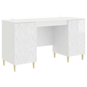 vidaXL Skrivbord Vit h&ouml;gglans 142,5 x 50 x 75 cm Konstruerat tr&auml;