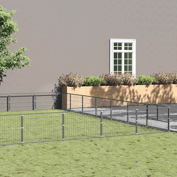 vidaXL Hundg&aring;rd silver 49 m&sup2; st&aring;l