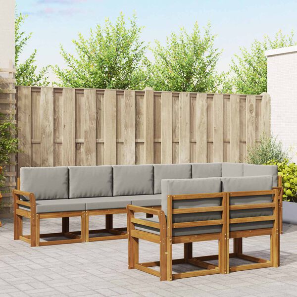 vidaXL Utomhussoffset med kudde 8 pcs Naturlig och Ljus Gr&aring;