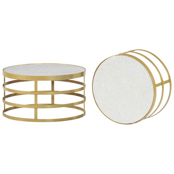 vidaXL Soffbord 2 st marmor mässing och vit