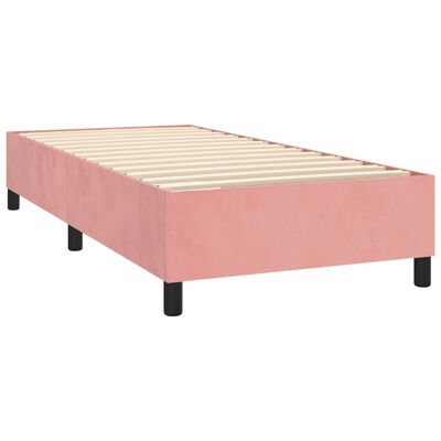 vidaXL Ramsäng med madrass rosa & LED 90x190 cm sammet