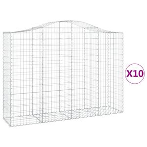 vidaXL Gabioner b&aring;gformade 10 st 200x50x140/160 cm galvaniserat j&auml;rn