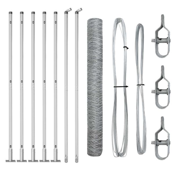 vidaXL Stängselstolpe Silver 10 x 0,8 m (50 mm maska) Stål