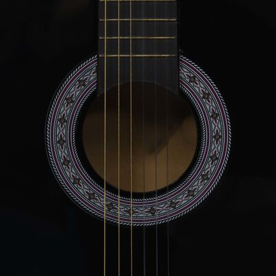 vidaXL Gitarr för nybörjare 8 delar klassisk svart 3/4 36"