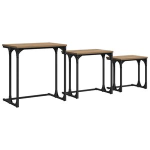 vidaXL Nesting Kaffe Bord 3 st artisan ek 50.5 x 35 x 53 cm