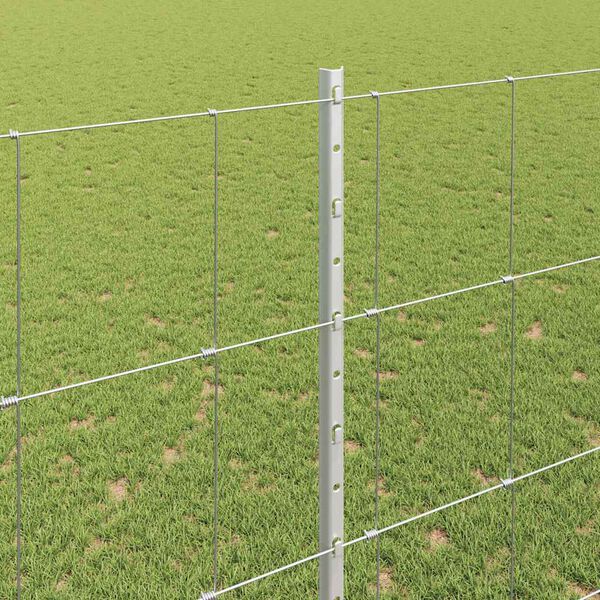 vidaXL St&auml;ngsel med stolpe Silver 1,5 x 25 m St&aring;l