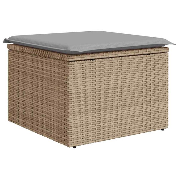 vidaXL Trädgårdsoffset med lagring 8 pcs Beige Poly rattan