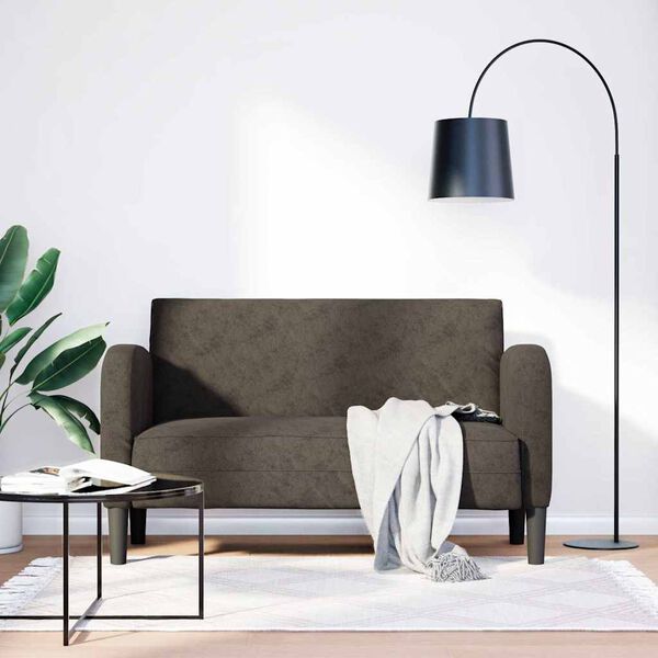 vidaXL Loveseat soffa m&ouml;rkgr&aring; 110 cm l&auml;derimitation