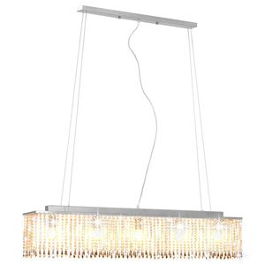vidaXL Taklampa med kristallp&auml;rlor silver 104 cm E14