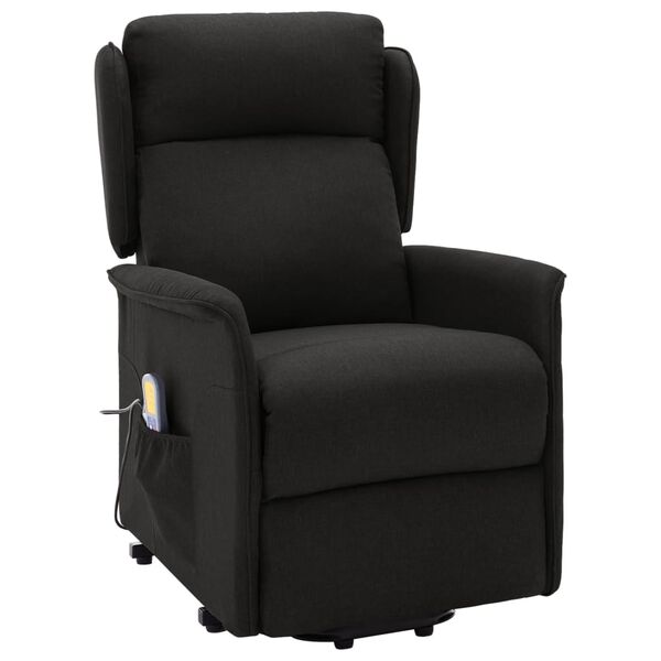 vidaXL massagef&aring;t&ouml;lj med uppresningshj&auml;lp svart tyg