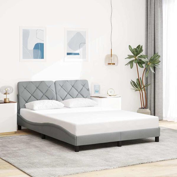 vidaXL Bed Frame with LED without Mattress Light Grey 140x200 cm Fabric