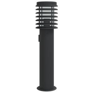 vidaXL Utomhusgolvlampa med eluttag svart 60 cm rostfritt st&aring;l