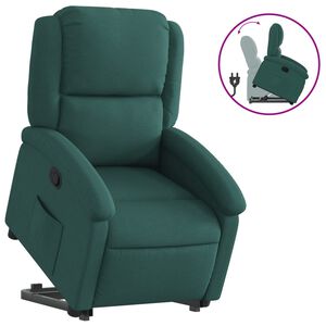 vidaXL Reclinerf&aring;t&ouml;lj med uppresningshj&auml;lp m&ouml;rkgr&ouml;n tyg