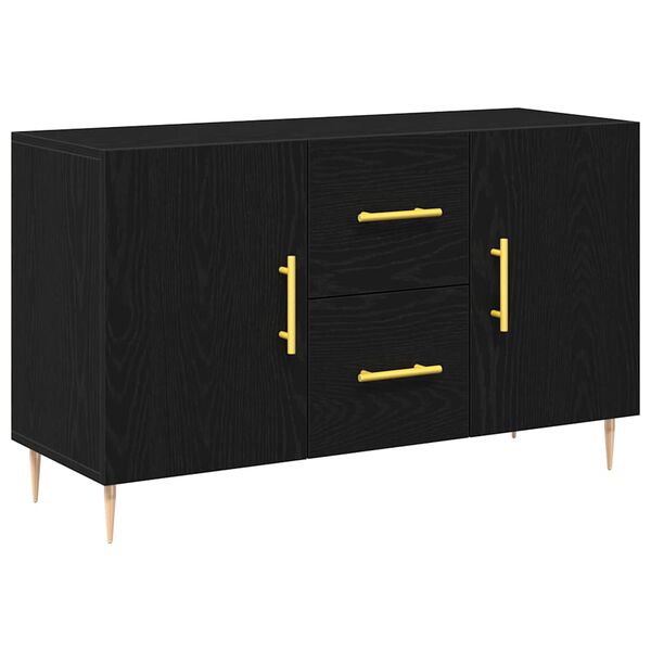 vidaXL Sideboard med låda Svart Ek 100 x 36 x 60 cm Konstruerat trä