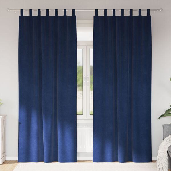 vidaXL M&ouml;rkl&auml;ggningsgardiner 2 pcs M&ouml;rkbl&aring; 140 x 260 cm Sammet