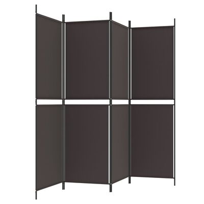 vidaXL Rumsavdelare 4 paneler brun 200x180 cm tyg