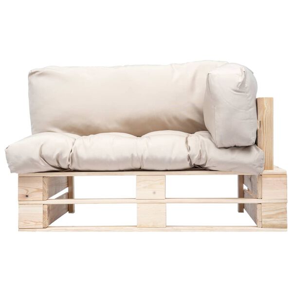 vidaXL Pallsoffa med dynor sandf&auml;rgad massiv furu