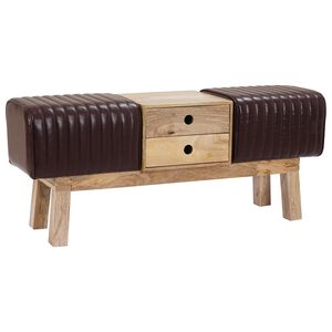 vidaXL b&auml;nk 110 x 30 x 45 cm &Auml;kta l&auml;der M&ouml;rkbrun